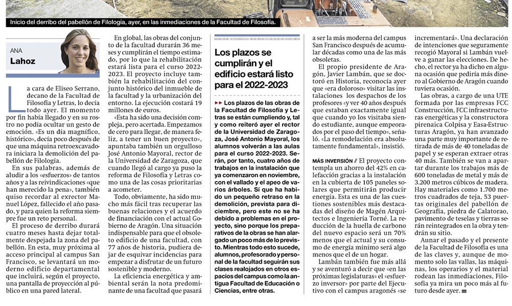 Renovation works begin at the Faculty of Philosophy and Letters
